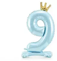 PartyDeco Folinis pastatomas balionas skaičius "9" melsvas 84cm