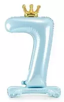 PartyDeco Folinis pastatomas balionas skaičius "7" melsvas 84cm