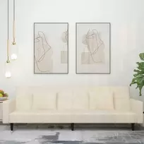 Dvivietė sofa-lova su dvejomis pagalvėmis, kreminė, aksomas