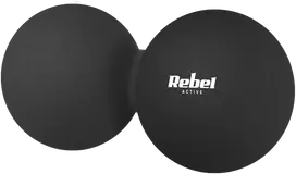 Duoball dvigubas masažo kamuolys 6.2 cm, juodos spalvos, silikoninė medžiaga, REBEL ACTIVE