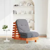Futono sofa-lova su čiužiniu, vaško ruda, 60x206x11cm, pušis