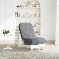 Futono sofa-lova su čiužiniu, balta, 60x206x11cm, pušis