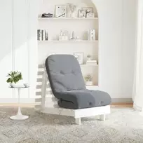 Futono sofa-lova su čiužiniu, balta, 60x206x11cm, pušis
