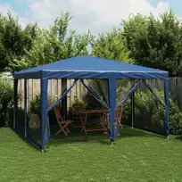 Proginė palapinė su 8 tinklinėmis sienomis, mėlyna, 4x4m, HDPE