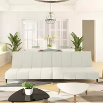 Dvivietė sofa-lova, kreminės spalvos, aksomas