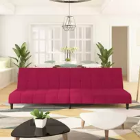 Dvivietė sofa-lova, raudonojo vyno spalvos, aksomas