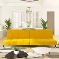 Dvivietė sofa-lova, geltonos spalvos, aksomas
