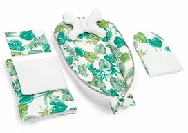Tutumi Kokonas vežimėliui, čiužinys, pagalvė, antklodė 5w3 Jungle Leaves Žalias