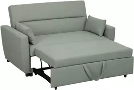 HOMCOM sofa lova, 2 vietų sofa su miegojimo funkcija, reguliuojamas atlošas, sofa su pagalvėlėmis, aksominė išvaizda, sofa-lova su patalynės dėže svetainei, svečių kambariui, šviesiai pilka