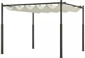 Outsunny sodo pavėsinė, 3x3 m, metalinė stogo konstrukcija, reguliuojamas stogas, atskirai statoma, apsauga nuo UV spindulių 30+, terasai ir sodui, kreminės baltos spalvos