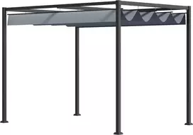 „Outsunny“ pergola 4x3m, sodo pavėsinė, plieno terasos stogas, sodo pavėsinė su reguliuojamu stogu, laisvai pastatoma, apsauga nuo saulės terasai ir sodui, tamsiai pilka