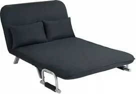HOMCOM sofa-lova su reguliuojamu atlošu, pagalvėlėmis, 2 vietų, aksominės išvaizdos, su porankiais, skirta svetainei, miegamajam, juoda