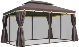 Outsunny Sodo paviljonas, sodo pavėsinė 390 x 290 x 280 cm su 4 x šoninėmis sienelėmis, tinkleliu nuo uodų