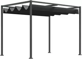 "Outsunny" paviljono pavėsinė su stumdomu stogu, poliesteris, juoda+pilka, 298x213x221cm