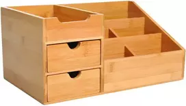 HOMCOM stalo organizatorius, biuro daiktadėžė su 2 stalčiais, tvarkai ir organizavimui, natūrali, I33 x P20,5 x A15,5 cm