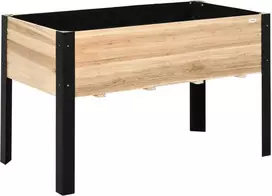 Outsunny Pakelta lysvė, didelė sodinukų dėžė iš medžio masyvo ir plieno, 120x60x74 cm