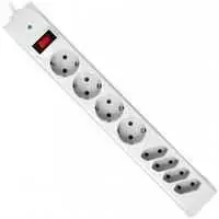Defender Surge protector for 8 sockets (4x C13 + 4x Euro) , cable 2.0m. with grounded connection and safety switch, Schuko – C13 + Euro, DFS301