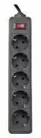 Defender Surge protector for 5 sockets, cable 3.0m. Juodas with grounded connection and safety switch, Schuko – C13, ES3BL 99485 4712279994855