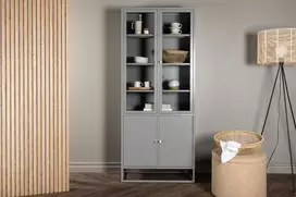 Venture Design Knygų lentyna, aptraukta bakalu, 41x190x80 cm, šviesiai pilka