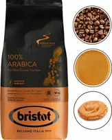 Bristot 100% Arabica kava 500g nesmulkintų pupelių
