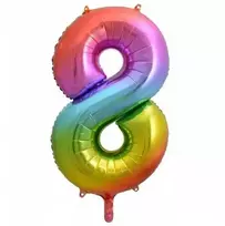 Globos Europe Bv Folijos balionas su skaičiais 8 vaivorykštės spalvos, 86 cm