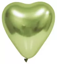 Globos Europe Bv Veidrodiniai šviesiai žali širdelių formos balionai, 6 vnt.