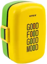 Pietų-užkandžių dėžutė, Kite, 1150ml, su įrankiais, geltona/žalia sp.