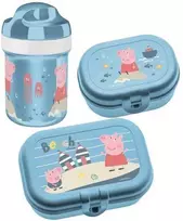 200 ml buteliuko ir pietų dėžutės rinkinys Peppa Pig Waves To Go, 3 dalys, KOZIOL