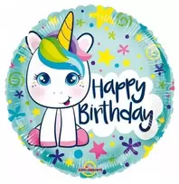 Globos Europe Bv Folinis balionas Vienaragis Su Gimtadieniu, 46 cm