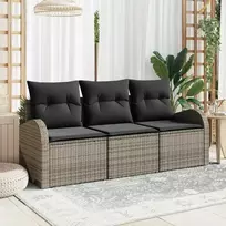 Sodo Sofų Rinkinys su saugykla 3 pcs Pilka Poli ratanas