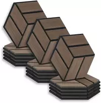 Homestyle4U Akustinės plokštės, šešiakampės korio formos 3D sienų plokštės, 30x26x2 cm, rudos