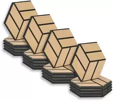 Homestyle4U Akustinės sienų plokštės, šešiakampės korio formos 3D, 30x26x2 cm, rudos
