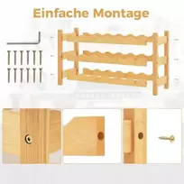 Promotions Vyno lentyna, 3 aukštų bambukas, 62x24x38 cm, natūrali