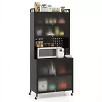 Promotions Virtuvės sandėliavimo spintelė, 80x40x181 cm, juoda ir balta