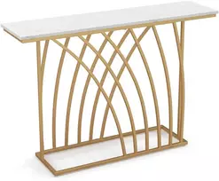 Promotions Konsolinis stalas, 121.9x30.5x80 cm, baltas ir auksinis
