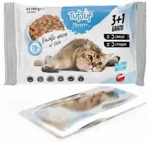 TufTuf Kačių Maistas - TUF TUF 2x Menkė & 2x Upėtakis Drėgnas Maistas 4x100g