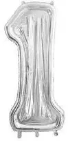 Rėmelis-skaičius 1 balionams 126 cm sidabrinis