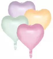 Globos Europe Bv Pastelinių širdelių formos folijos balionai, 4 vnt.