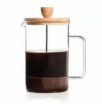 Winder Home Stūmoklinis kavos ir arbatos kavinukas su bambukiniu dangteliu – French Press indas, 600 ml talpa