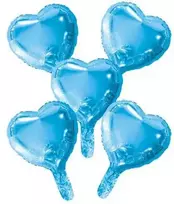 Globos Europe Bv Šviesiai mėlyni folijos balionų širdelės, 5 vnt.