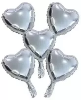 Globos Europe Bv Sidabrinės folijos balionų širdelės, 5 vnt.