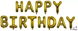 Folinis balionas raidės "HAPPY BIRTHDAY" auksinis 30 cm