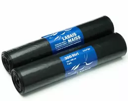 Labais Maiss Šiukšlių maišai 43 mikronai 110x130cm/300L/5vnt. juodi