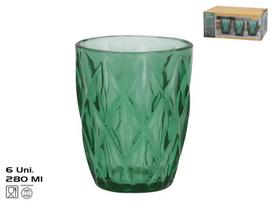Stiklinių komplektas Kitchen&GO Basic, stiklas, 0.28 l, 6 vnt., žalia sp.