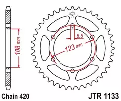 Jt Sprockets Galinė žvaigždė JTR1133 PEUGEOT XR6 / APRILIA RS / SX / DERBI GPR / SENDA
