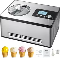 Automatinė ledų mašinėlė 2.0 l, elektrinė jogurto, gelato gaminimo mašina, sidabrinė ledų gamyklė, desertų aparatas