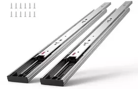 Stalčių bėgeliai 355.6 mm, šoninio tvirtinimo, sustiprinti, pilno ištraukimo, švelnaus uždarymo, 6 poros, virtuvės spintelių, stalčių kreipiančiosios