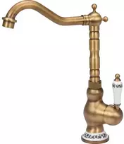 Retro bronzos virtuvės maišytuvas, vienos rankenėlės, 32 cm aukščio, bronzinis virtuvės čiaupas, Retro virtuvės maišytuvas