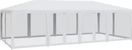 Proginė palapinė su 12 tinklinėmis sienomis, balta, 8x4m, HDPE