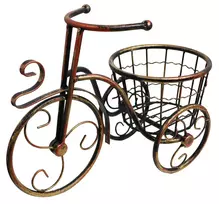 Besk Bikuvalt Gėlių vazono stovas Dviračio formos Metalo Bronzos spalvos 37x25cm